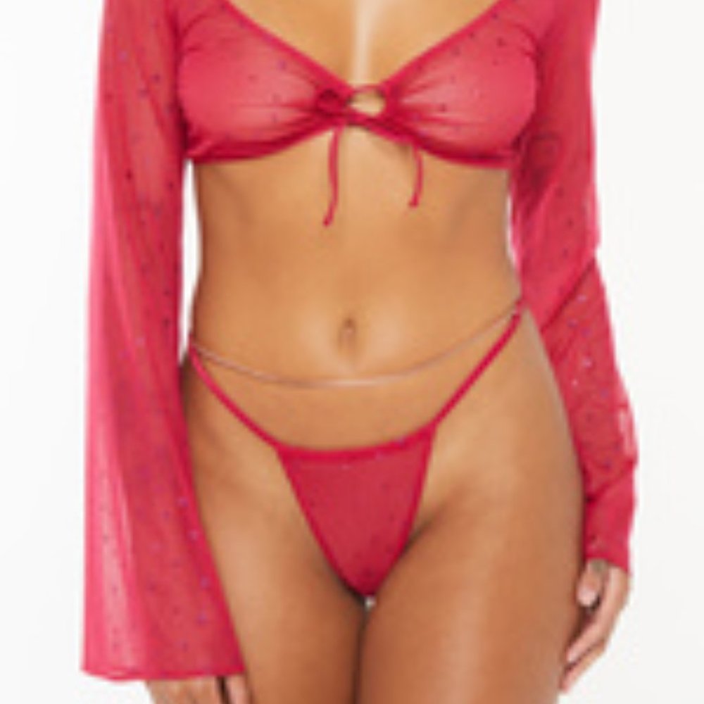 Savage X Fenty Gift Me More Chained G-String - Red Violet Purple A Starry Night